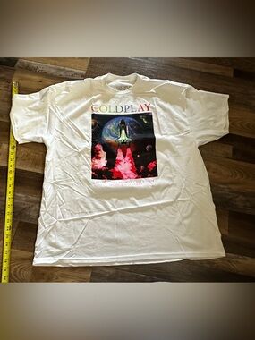 Coldplay White Short Sleeve Graphic Tee - Space Shuttle Design